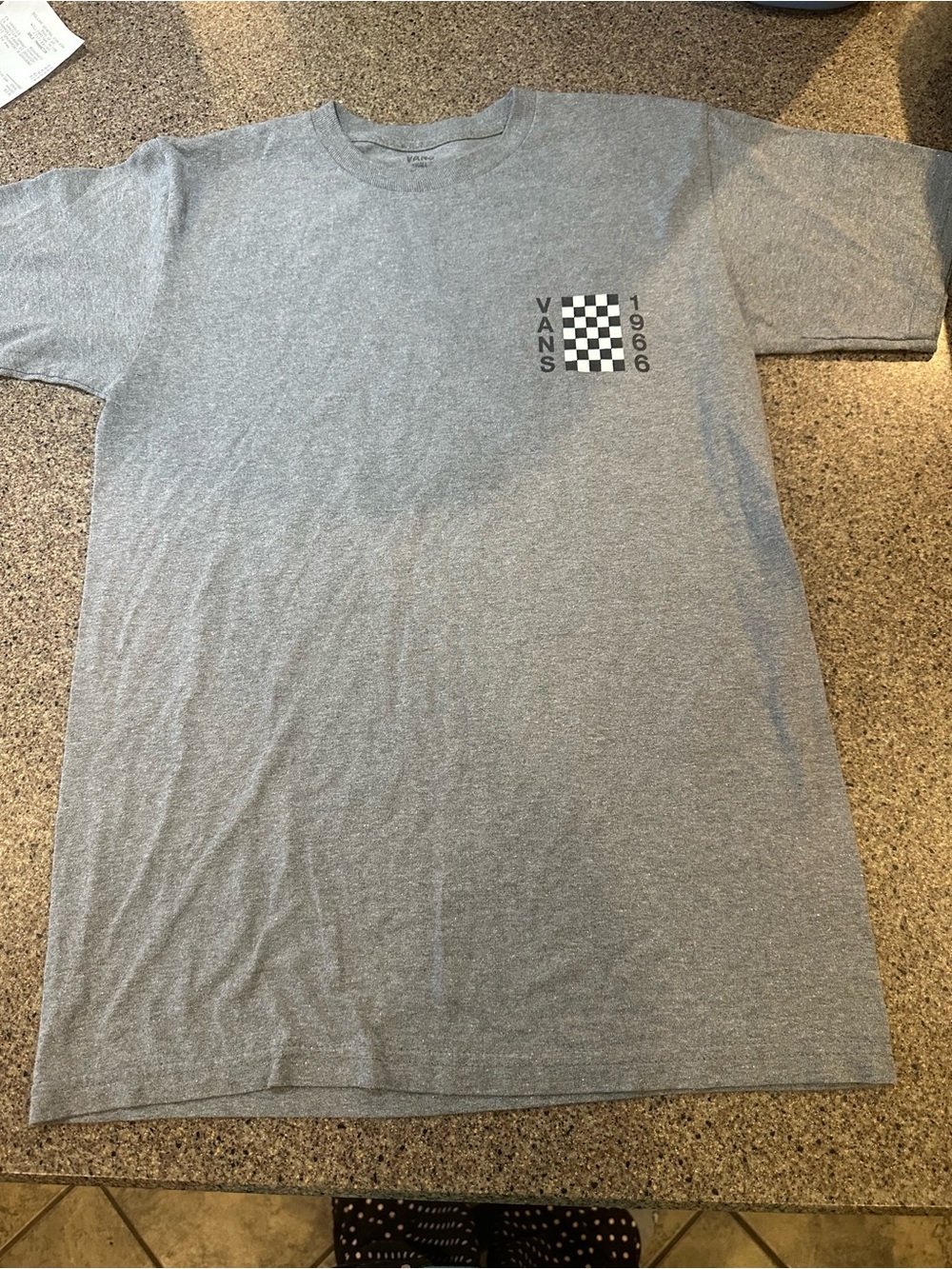 Vans Gray Crewneck T-Shirt with Checker Chest Logo